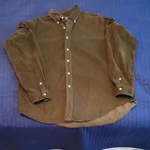 Ralph Lauren Brown Corduroy Button Down Shirt Classic Fit